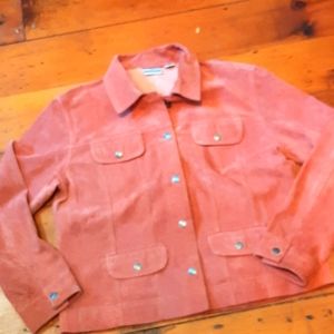 Chicos pink suede long sleeve shirt.